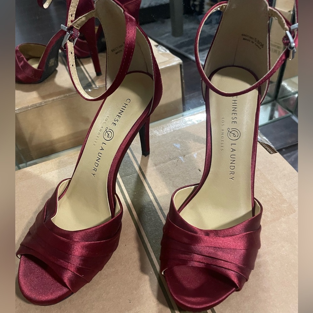 Wine coloured satin heels by Chinese Laundry size 5.5 NWOT